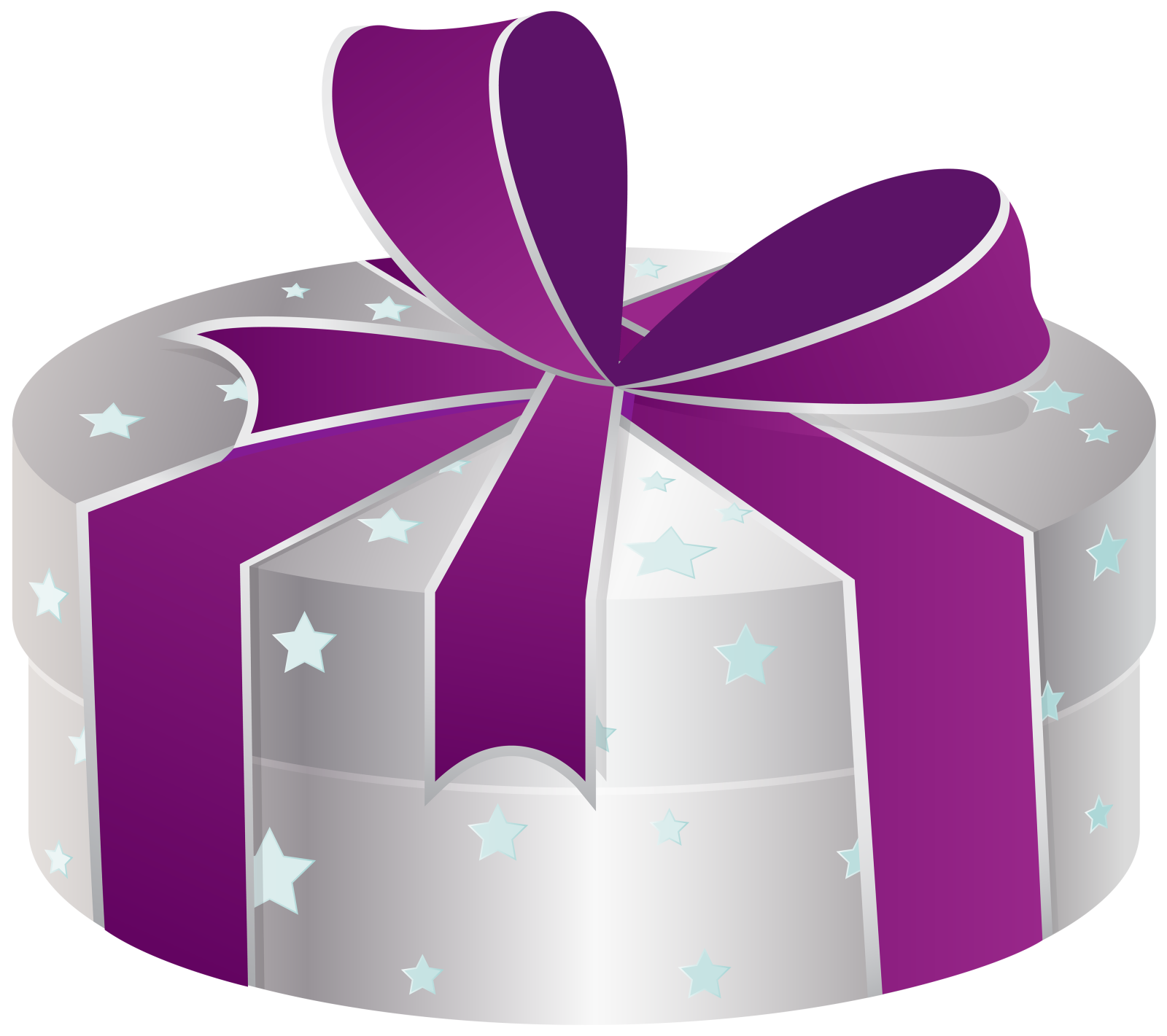 a purple gift box with stars on it