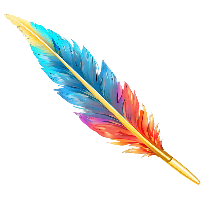 a colorful feather on a white background