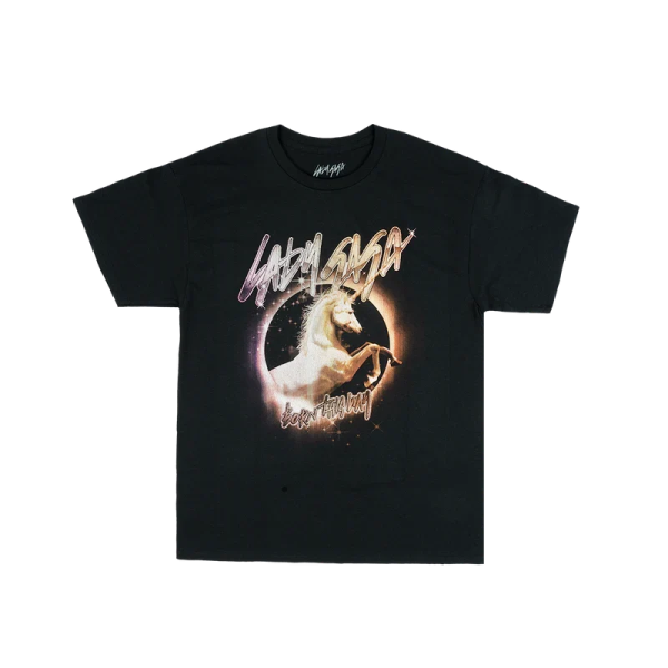 a black t - shirt with an image of the moon on it