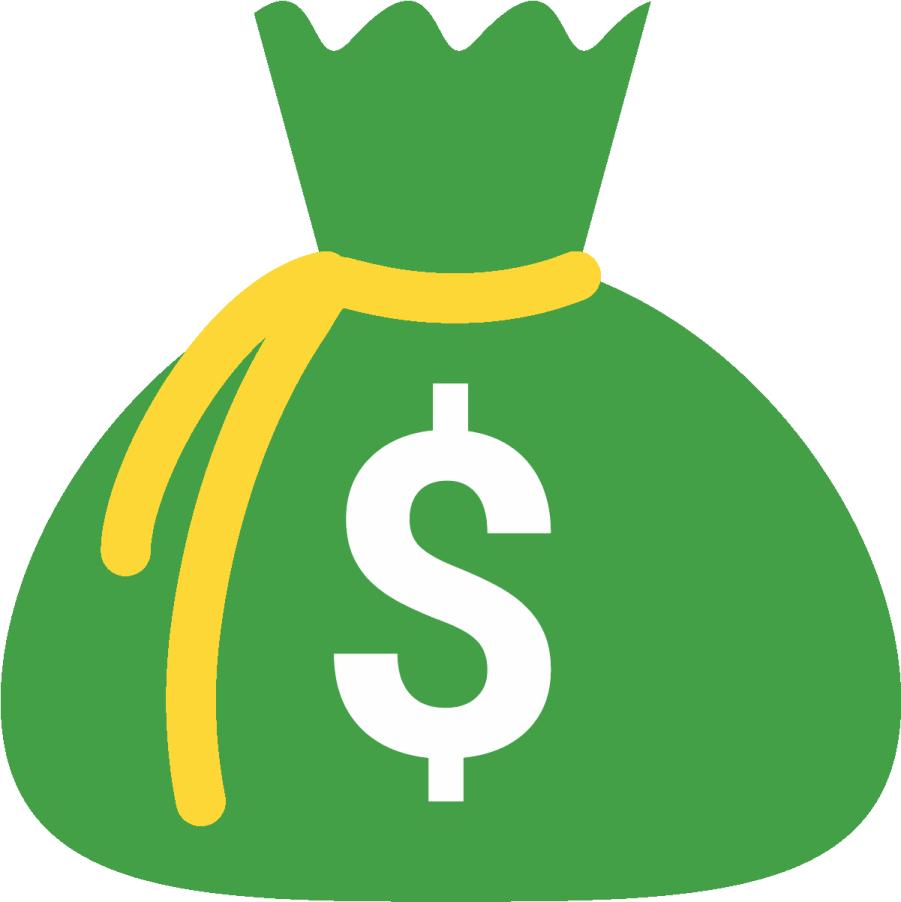 a green bag with a dollar sign on it