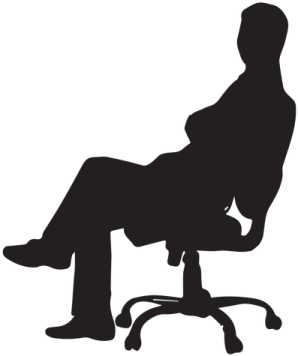 a silhouette of a person sitting on a chair