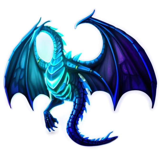 a blue dragon with black wings