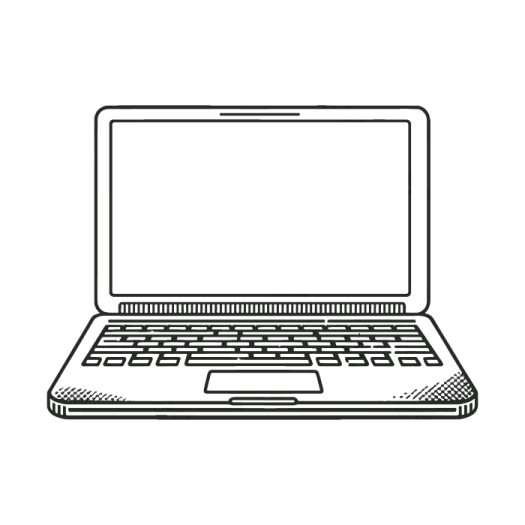 a laptop with a blank screen