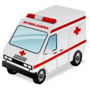 an ambulance with a red cross on the side