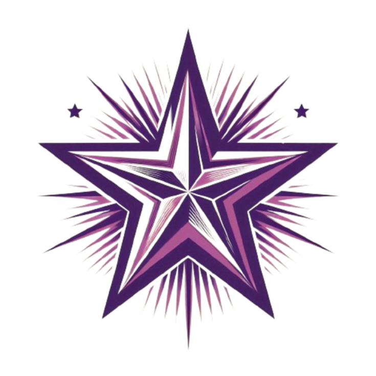 a purple star on a white background