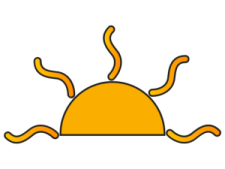 an orange sun with a white background