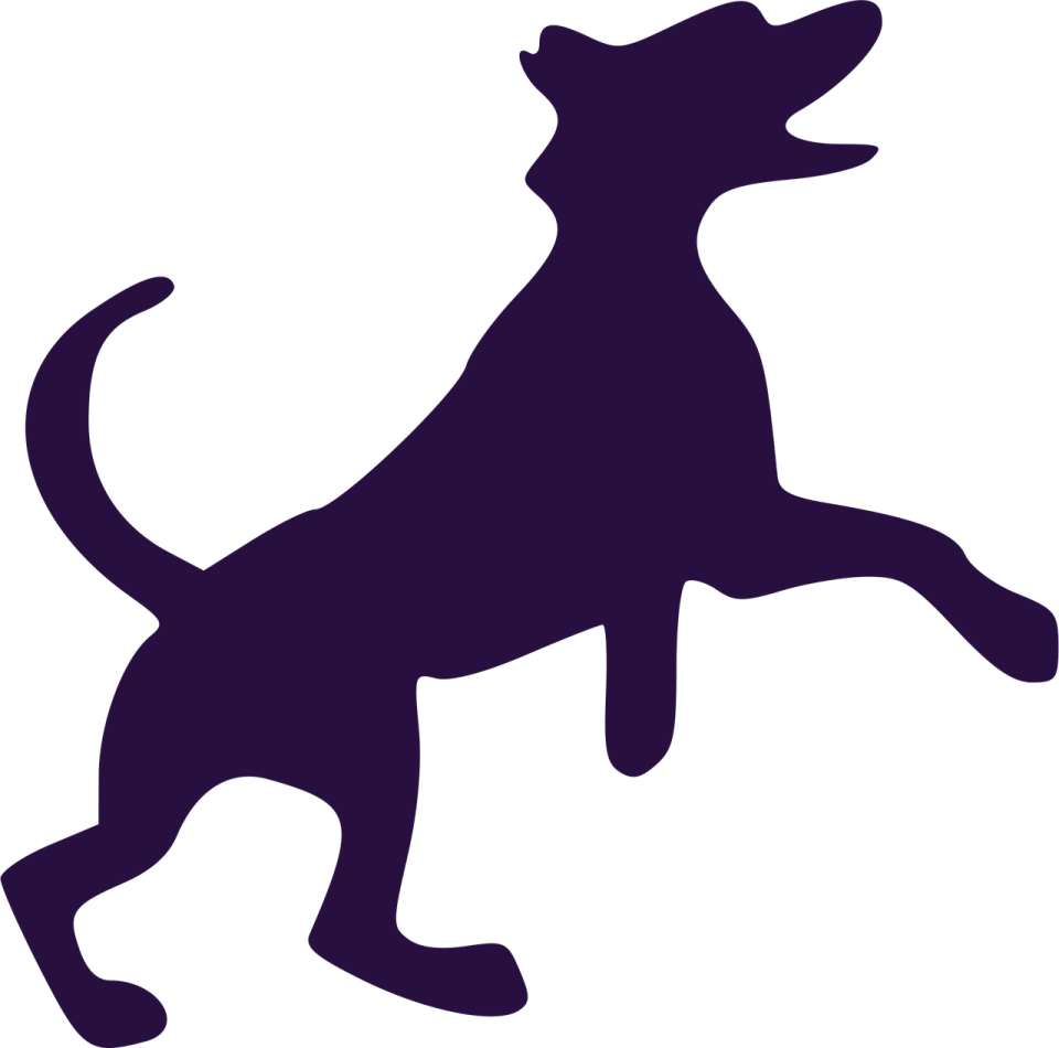 a black and white silhouette of a dog