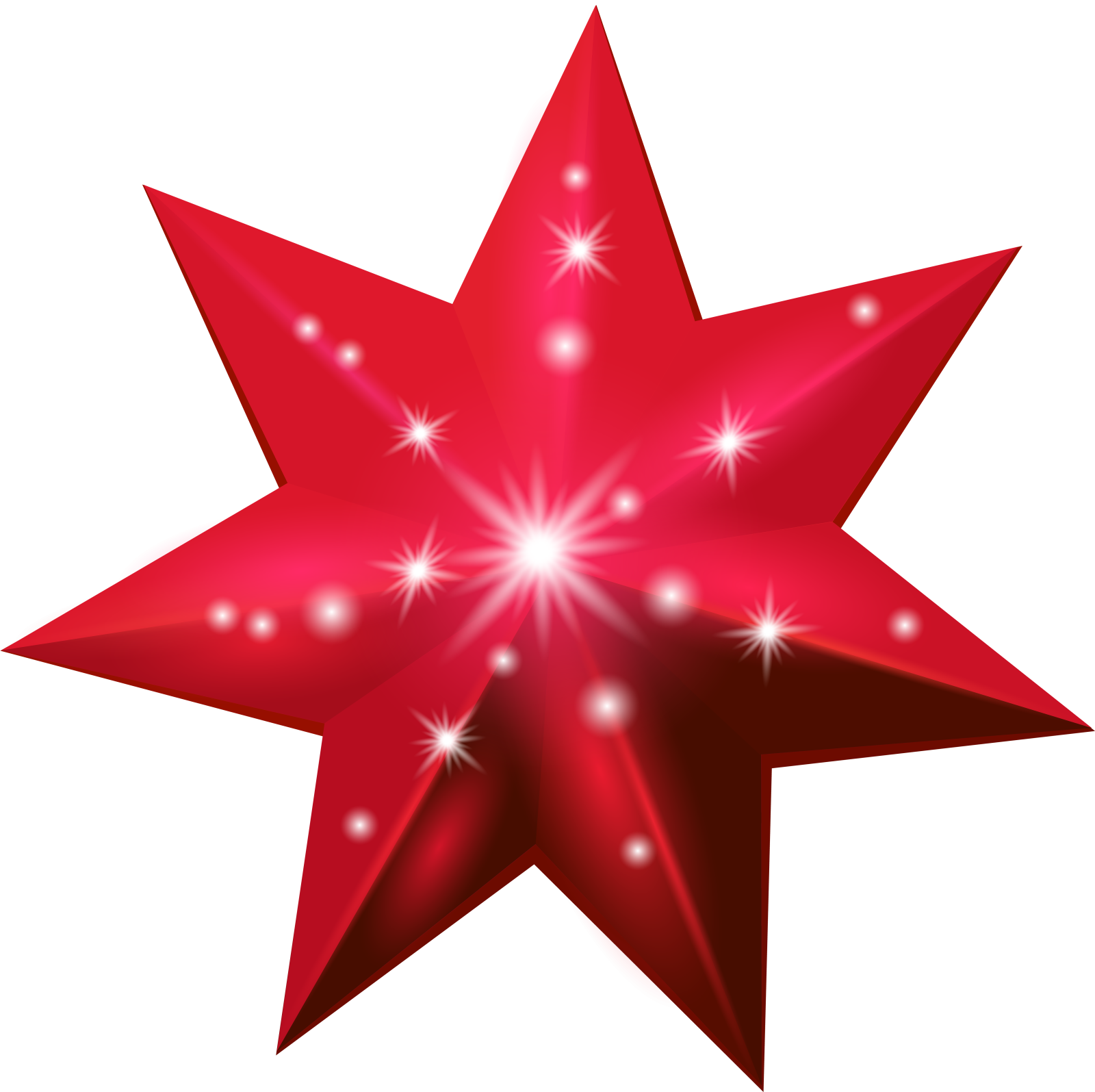 a red star with sparkling stars