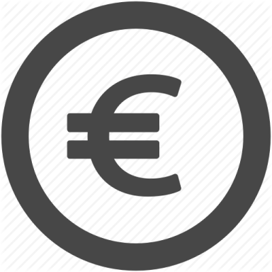 a black and white icon of a euro sign