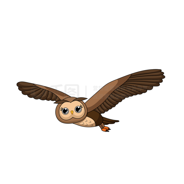 an owl flying with its wings open