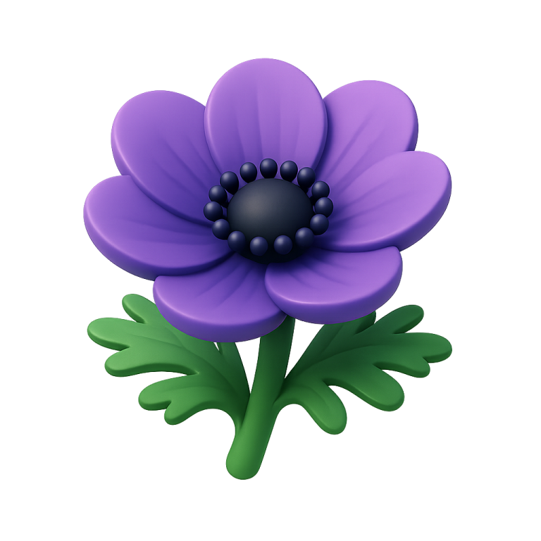 a purple flower on a white background