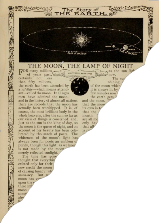 a piece of paper with an image of the moon on it