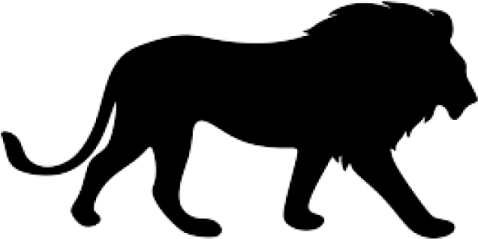 a black and white silhouette of a lion
