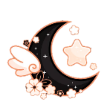 a crescent with flowers and stars on it