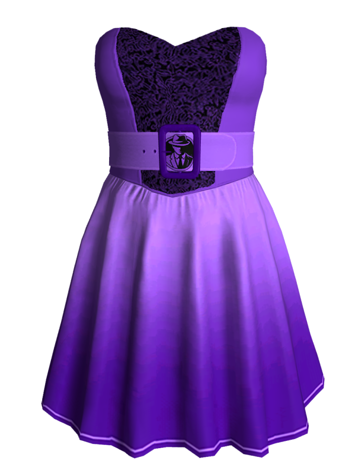 a purple and black dress with a belt