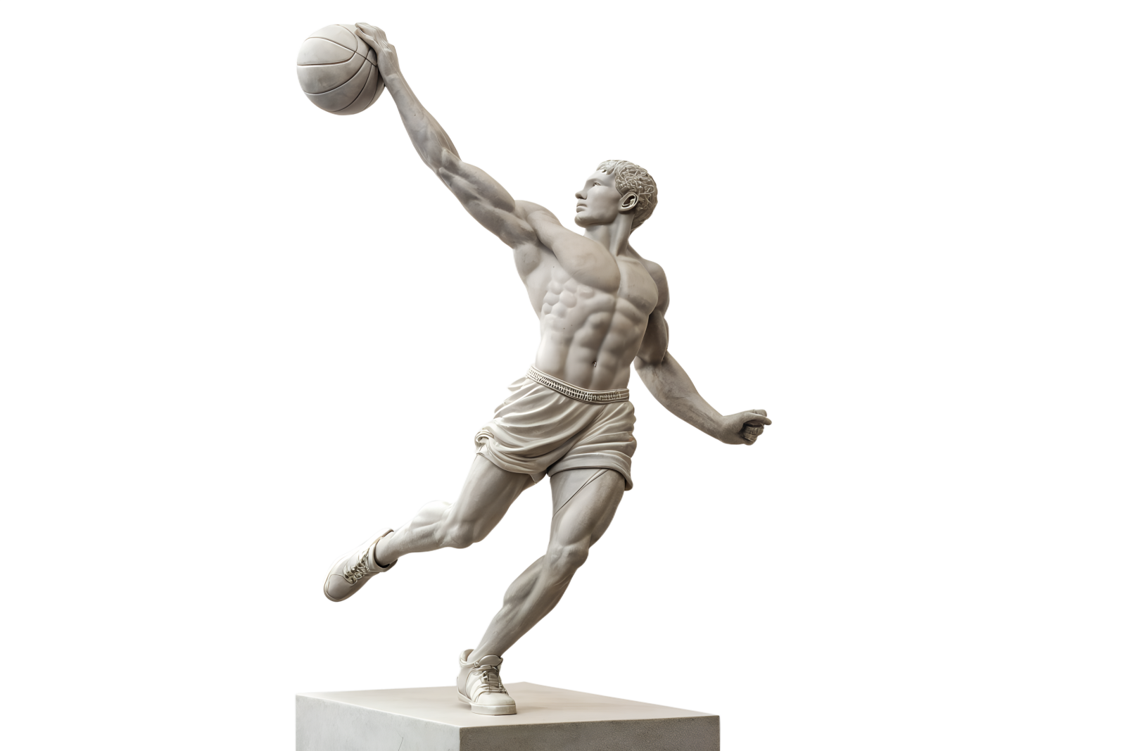 a statue of a man holding a basketball ball