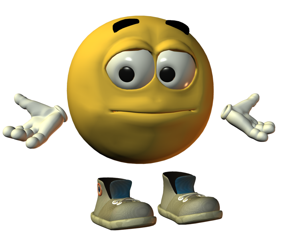 a yellow ball with two feet and one hand up