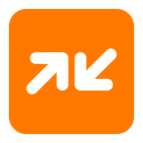a white and orange logo with the letter k on it