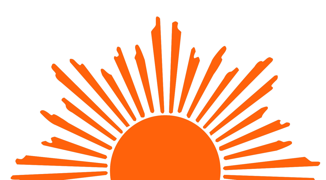 an orange sun with a white background