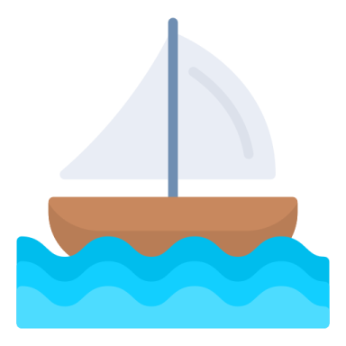 a boat with sails floating in the water