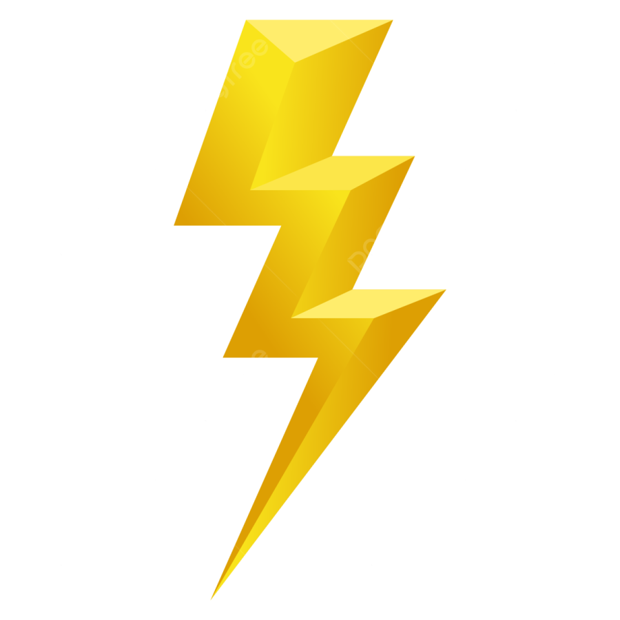 a yellow lightning bolt on a white background
