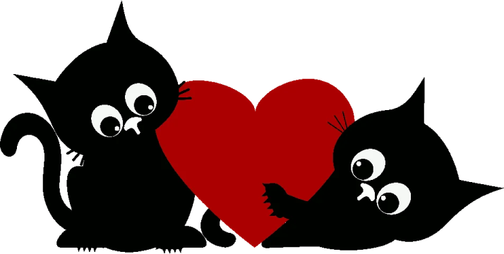 two cats holding a red heart