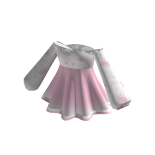 a white and pink dress with flowers on it