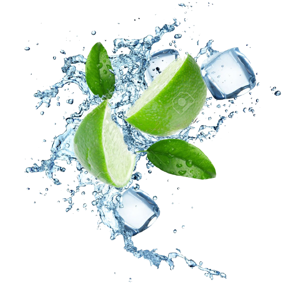 limes with ice cubes