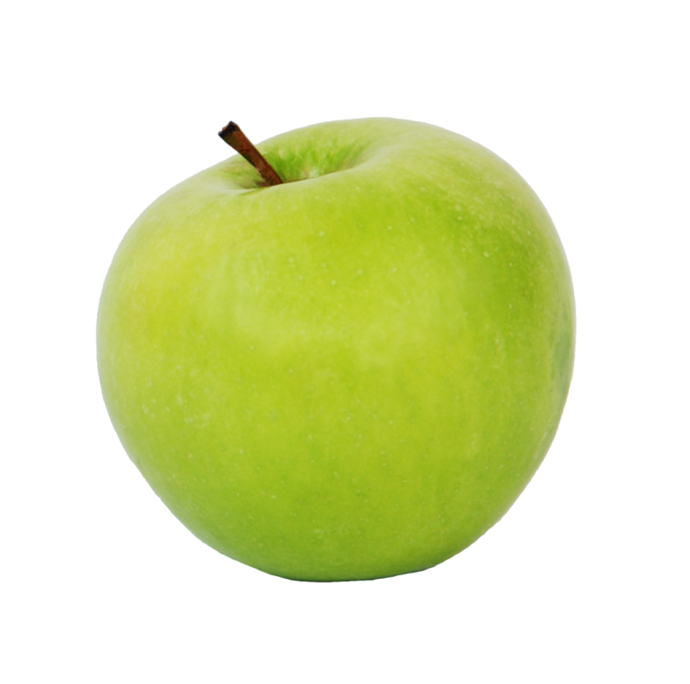 a green apple on a white background