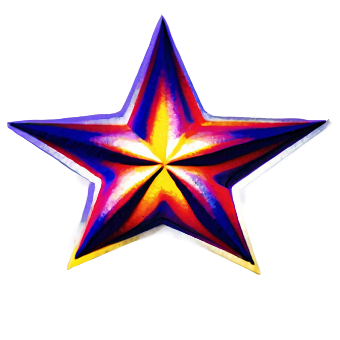 a red and yellow star on a white background