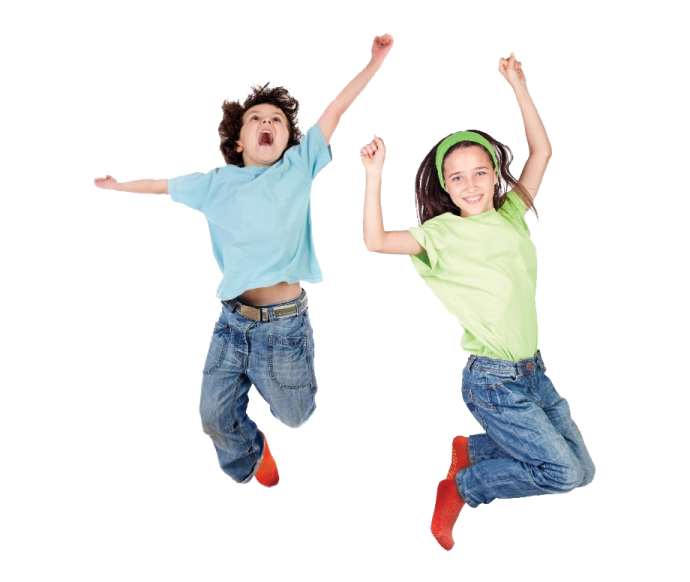 two children jumping in the air