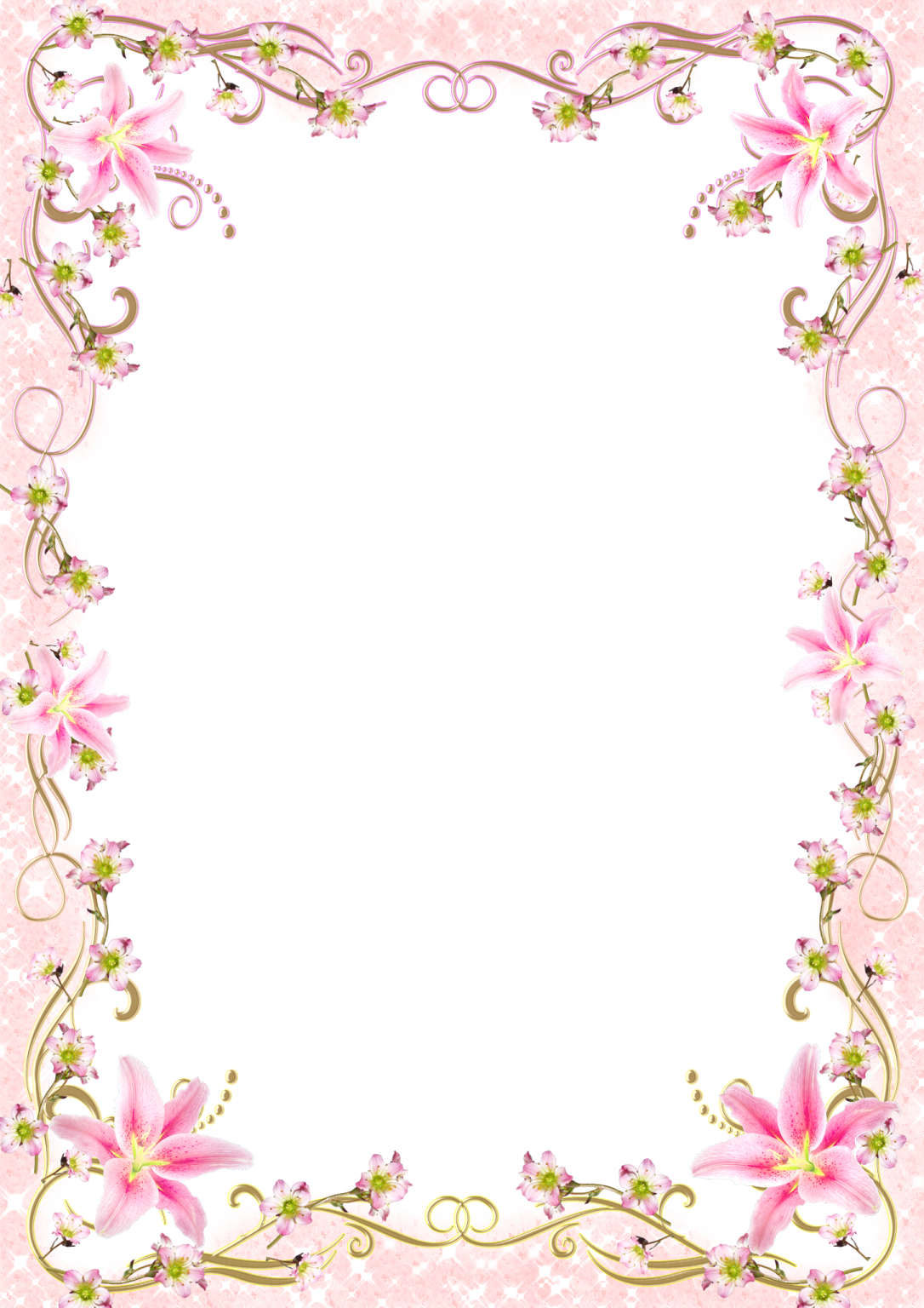 a pink floral frame on a white background