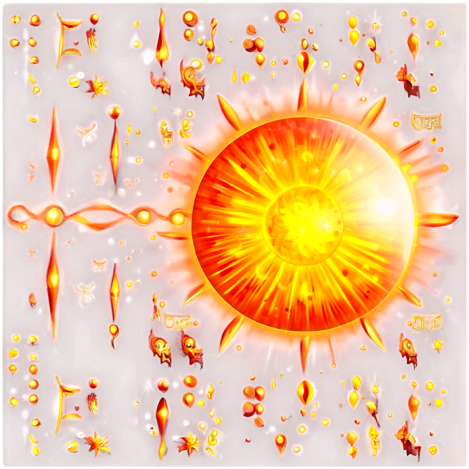 an image of a sun surrounded by many objects