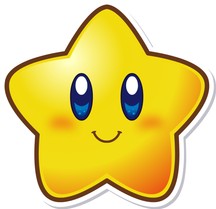 a yellow star with blue eyes