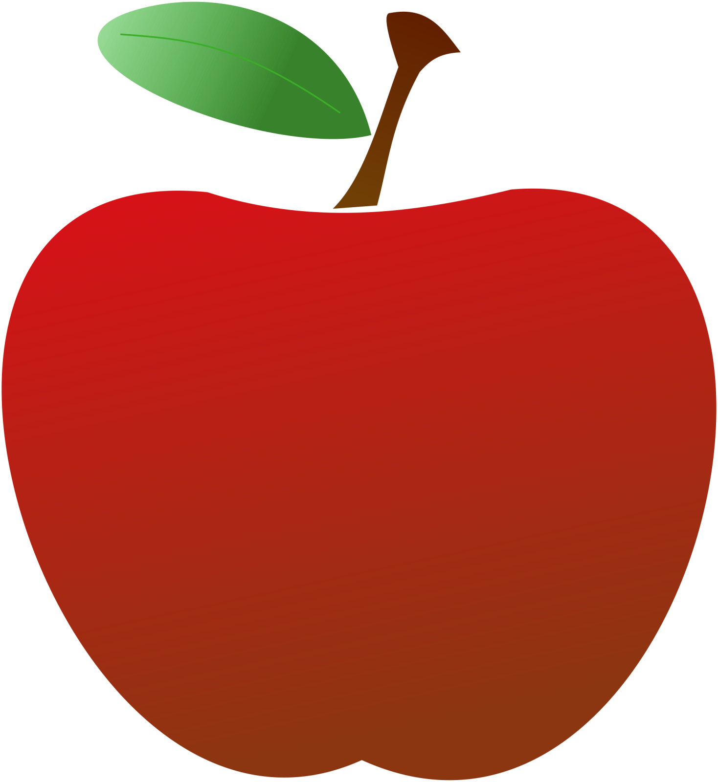 an apple with a green leaf on top