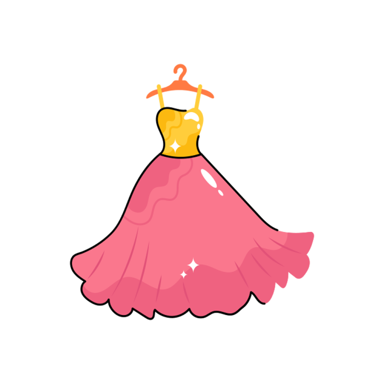a pink dress with a gold crown on top