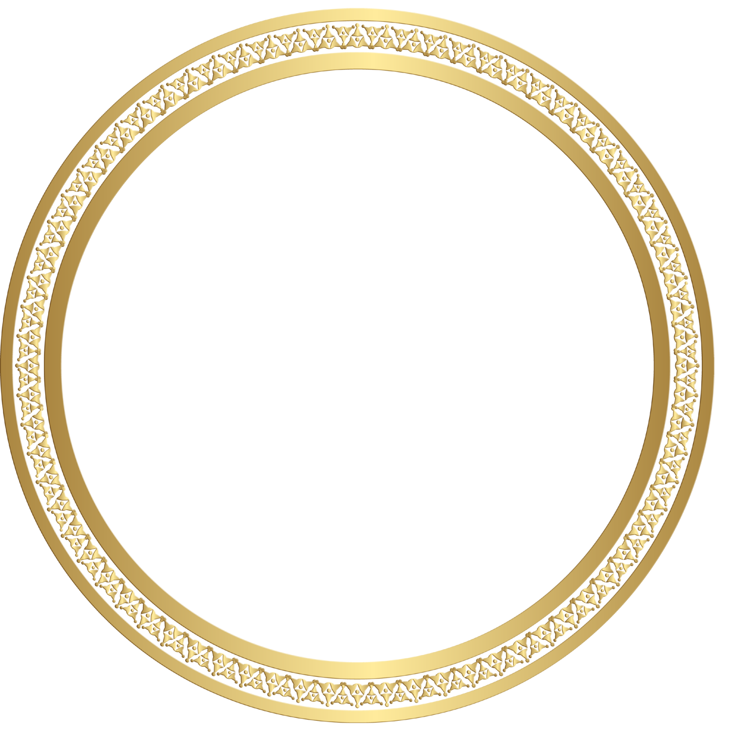 a gold circle frame with an ornate pattern