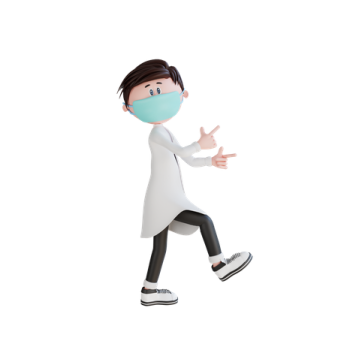 a cartoon character wearing a surgical mask