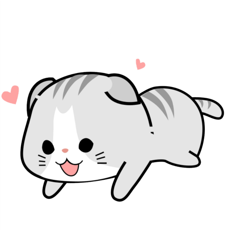 a cartoon cat with hearts on its nose