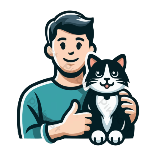 a man holding a black and white cat