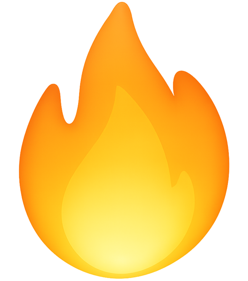 a yellow fire on a white background