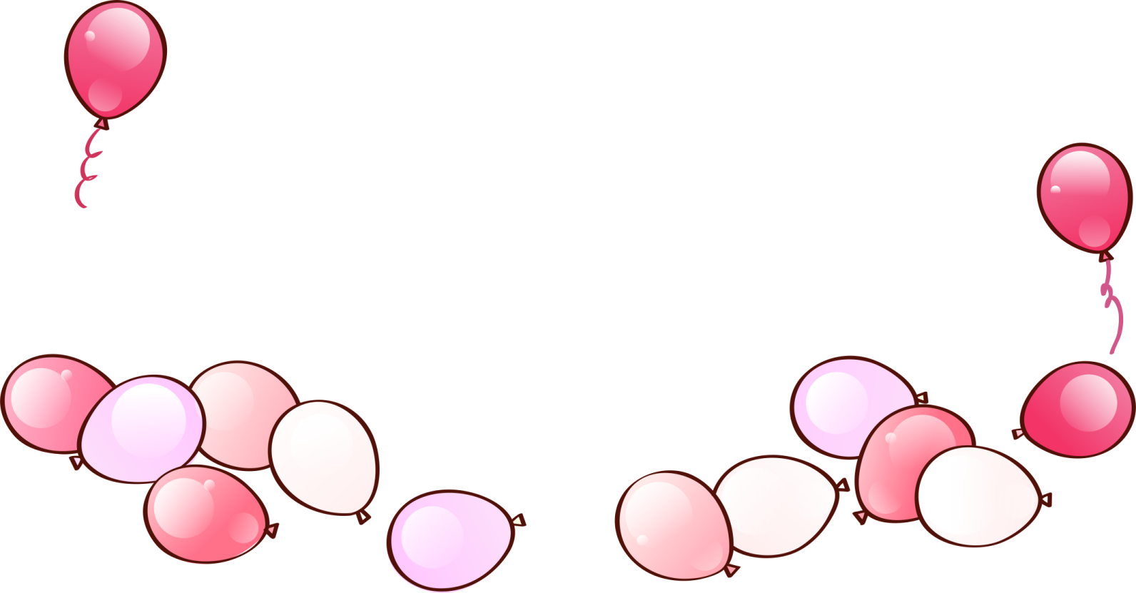 a bunch of pink and white balloons