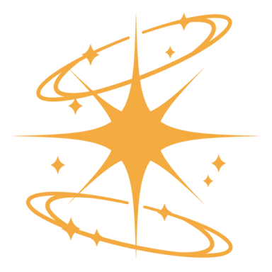 an orange star with a spiral around it