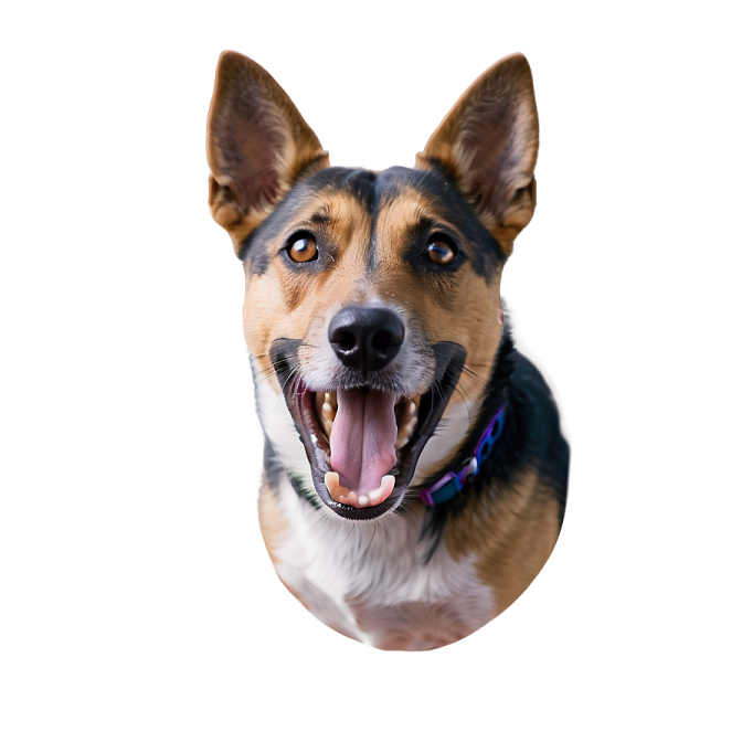 a close up of a dog with its mouth open