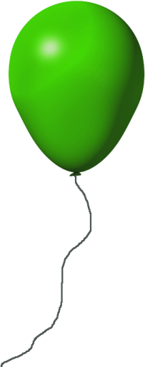 a green balloon flying in the air