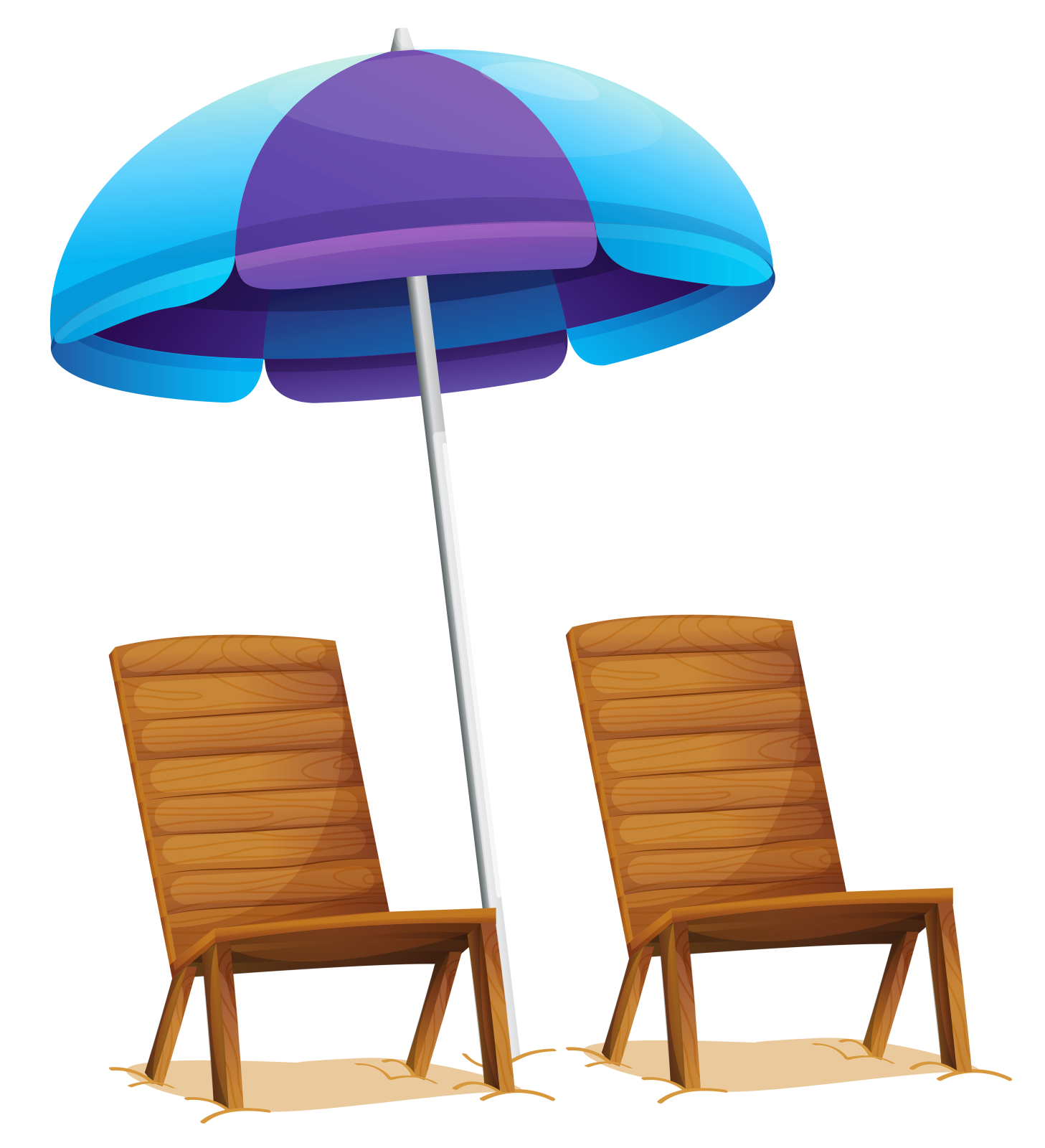 a beach chair and an umbrella on a white background