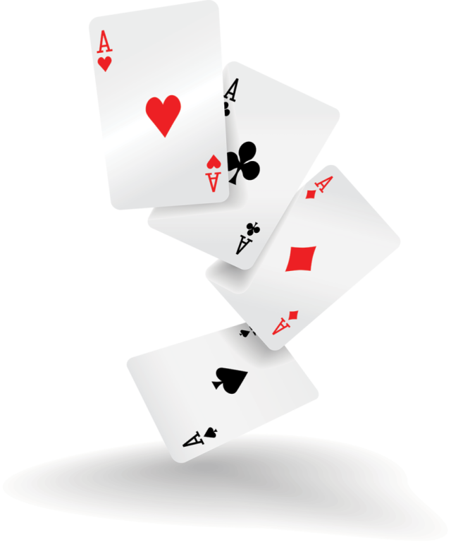 four aces playing cards flying in the air