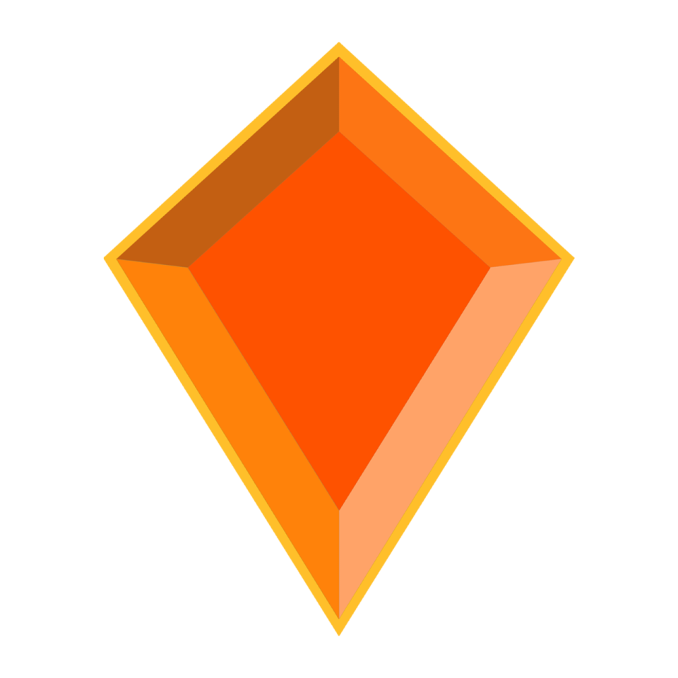an orange diamond on a white background