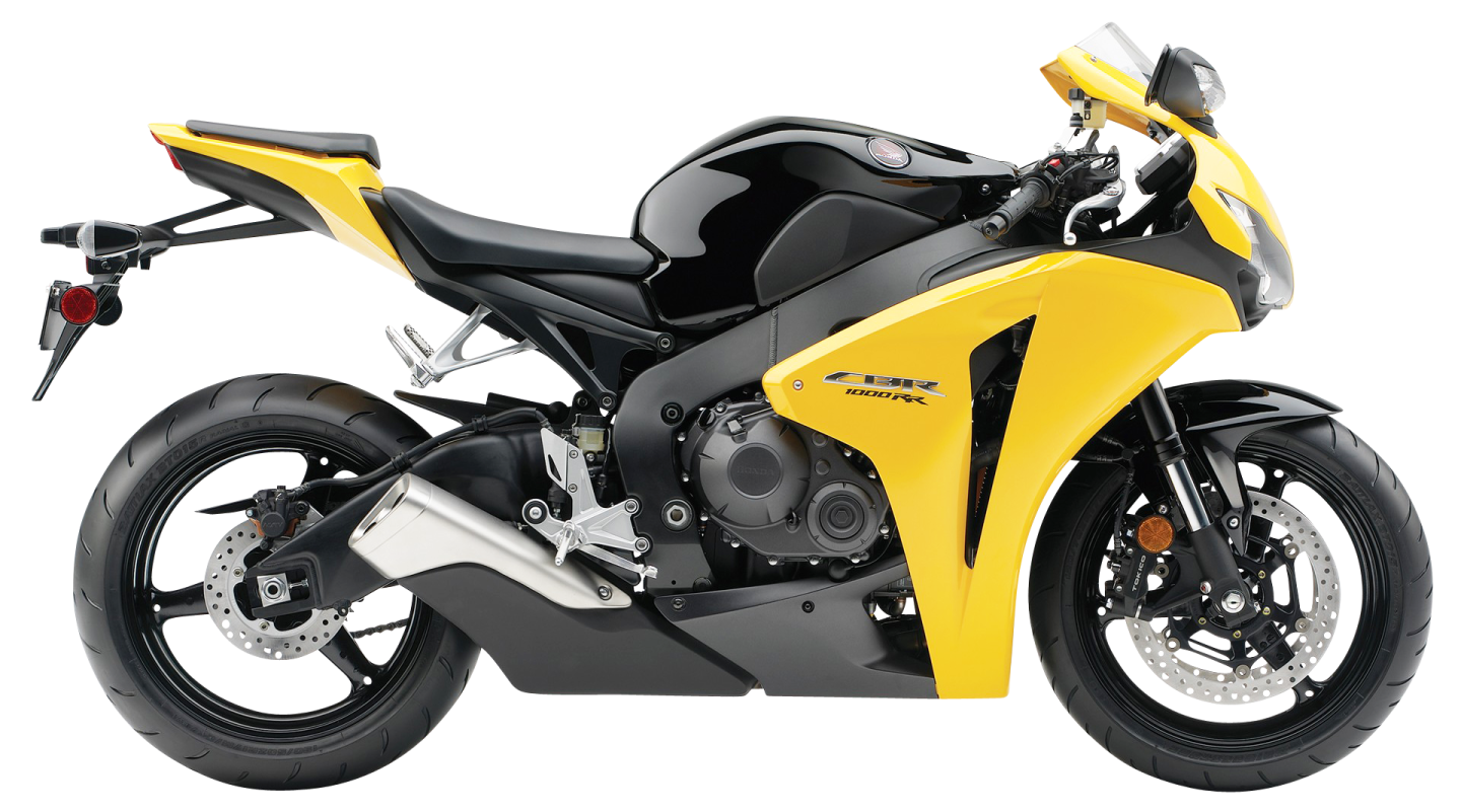 a yellow and black motorcycle on a white background