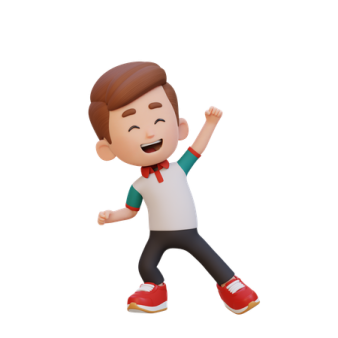 a cartoon character in a white shirt and red shoes
